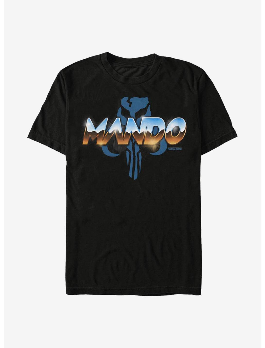Star Wars The Mandalorian Mando Chrome Logo T-Shirt, BLACK, hi-res