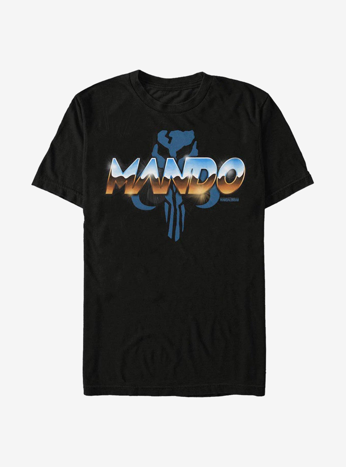 Star Wars The Mandalorian Mando Chrome Logo T-Shirt, BLACK, hi-res