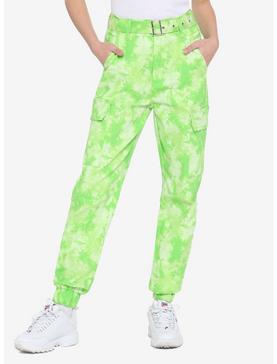 Lime Green Tie-Dye Cargo Pants, , hi-res