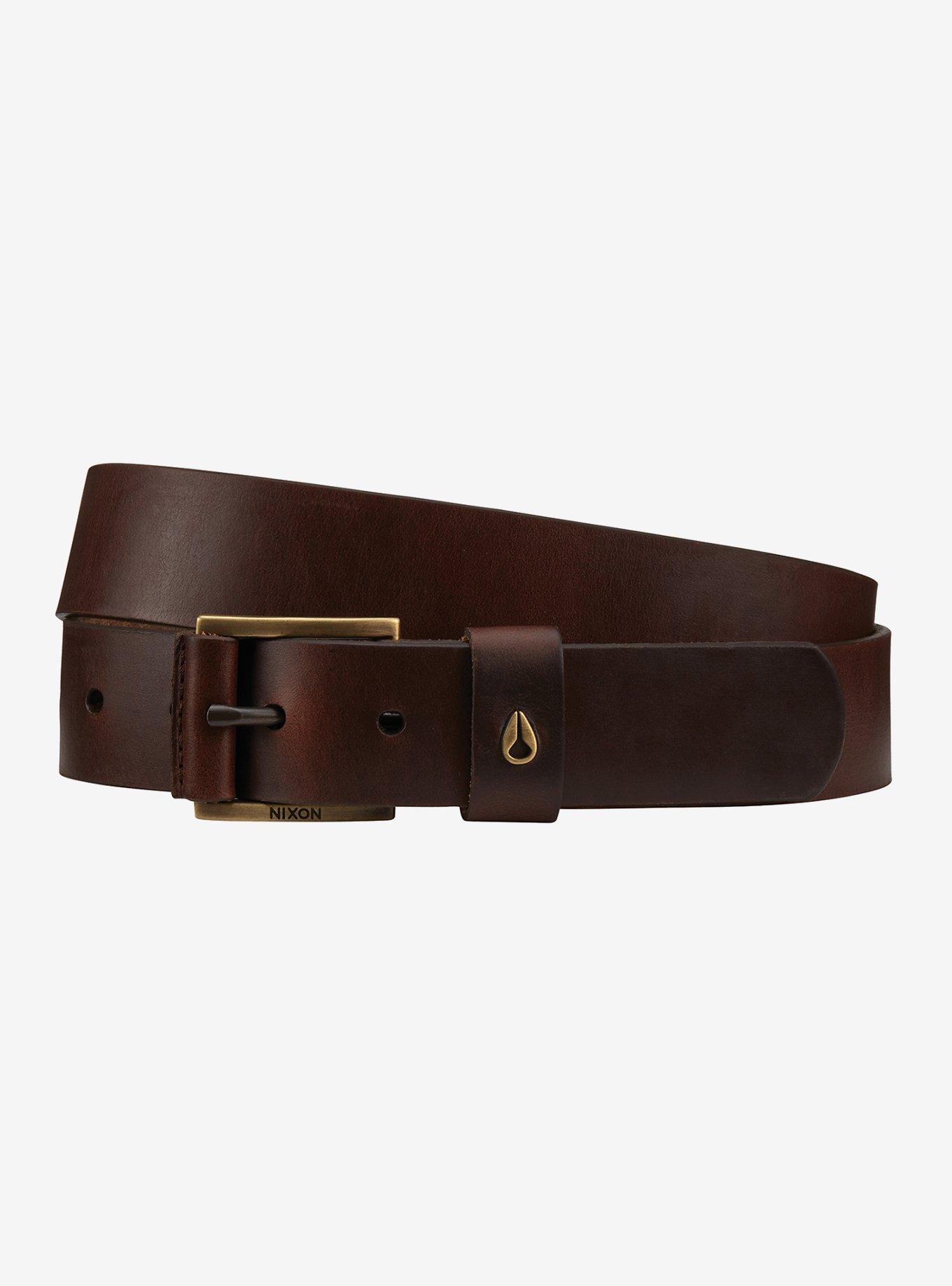 Nixon Americana Leather Dark Brown Belt, , hi-res