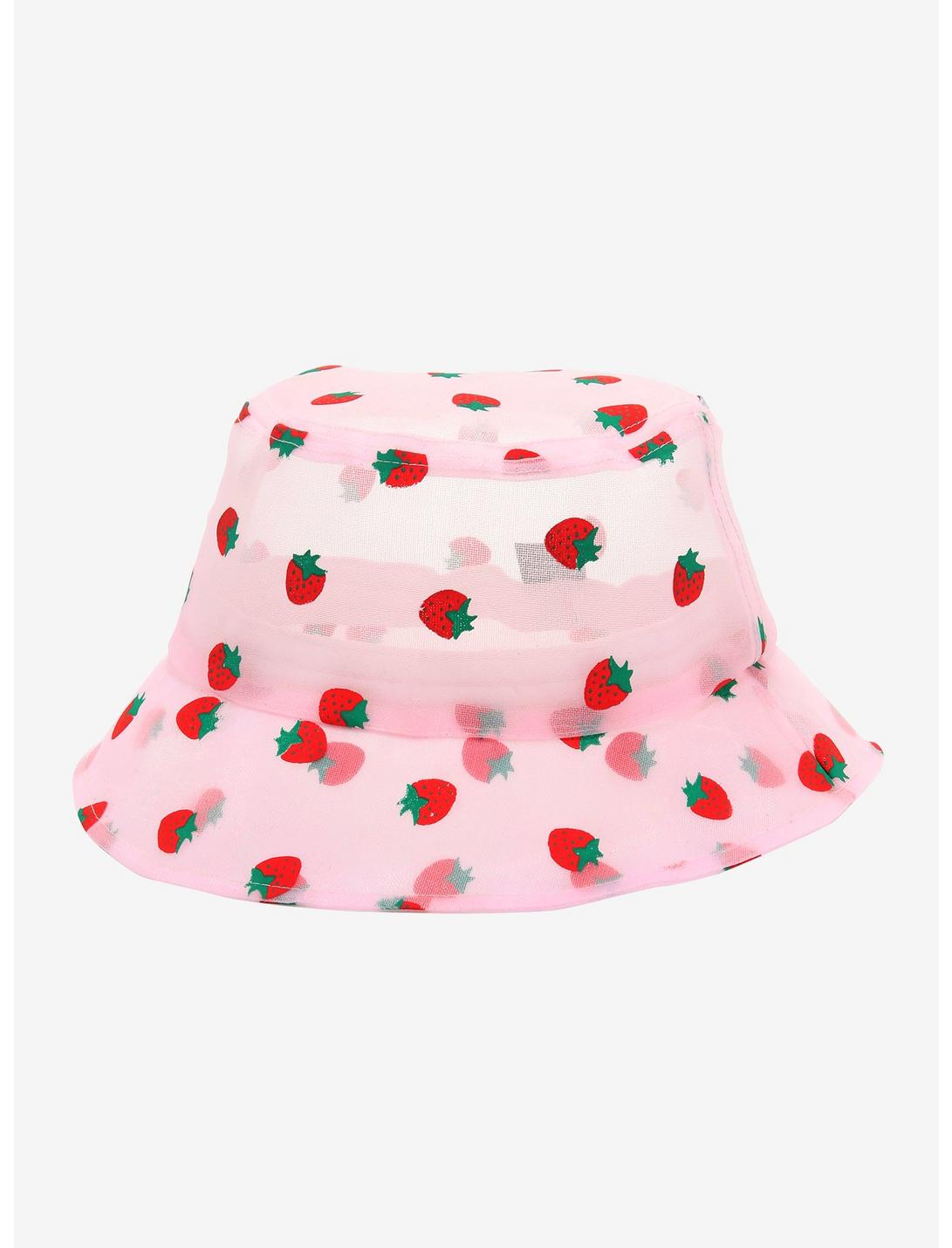 Strawberries Pink Sheer Bucket Hat, , hi-res