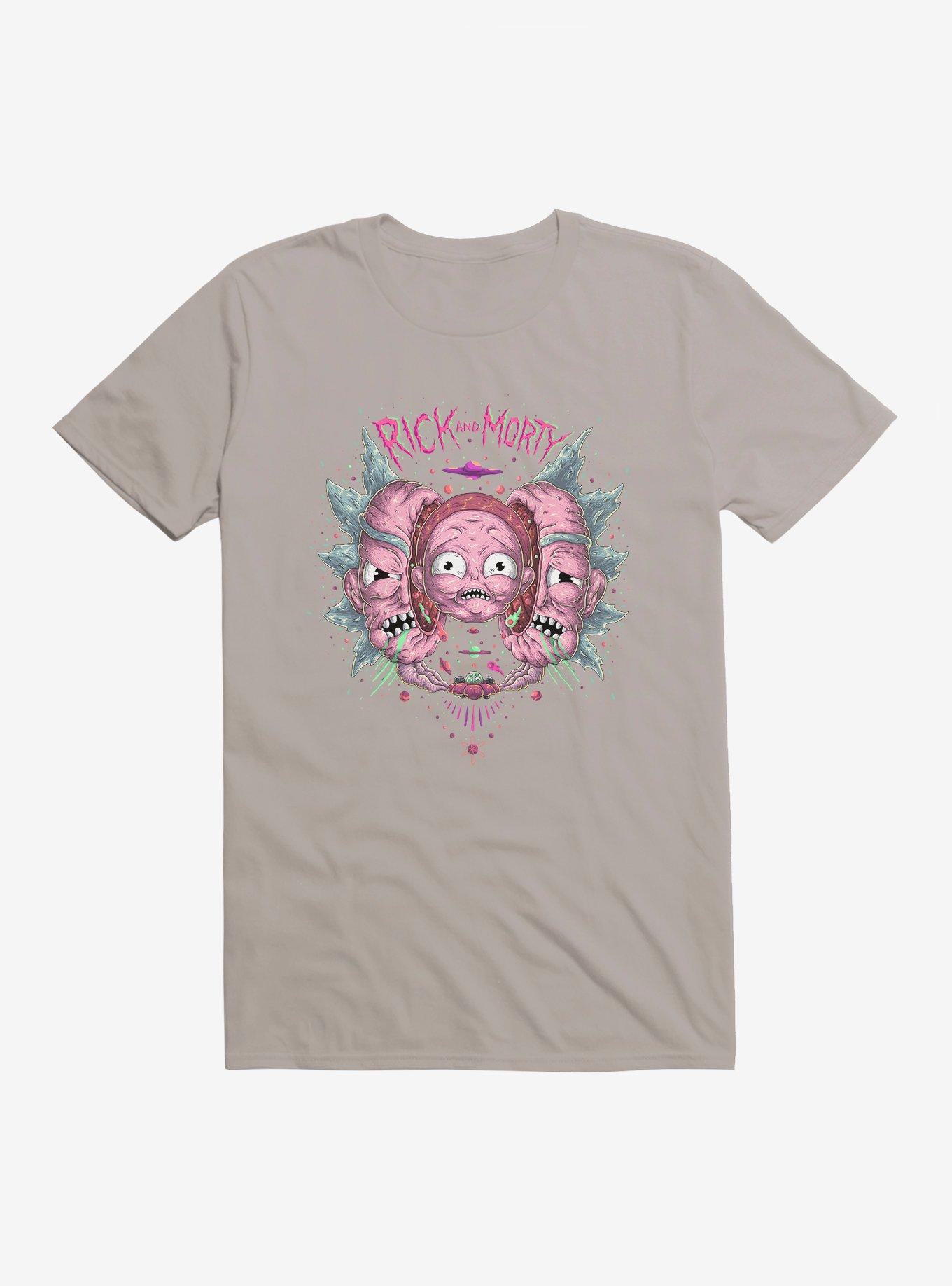 Rick And Morty Psychedlic Split Head T-Shirt, LIGHT GREY, hi-res