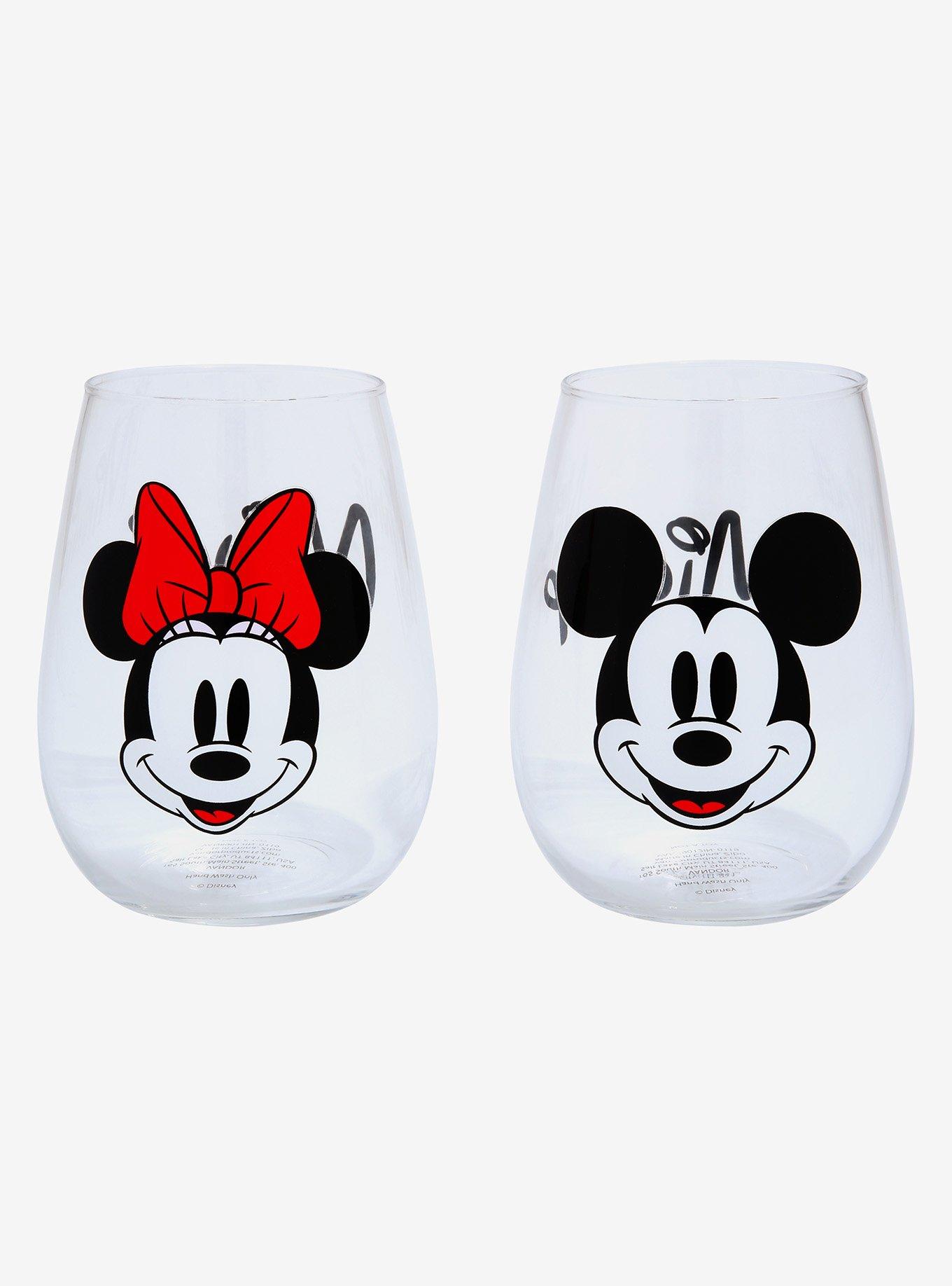 Disney Mickey & Minnie Mouse 2-Piece Stemless Wineglass Set