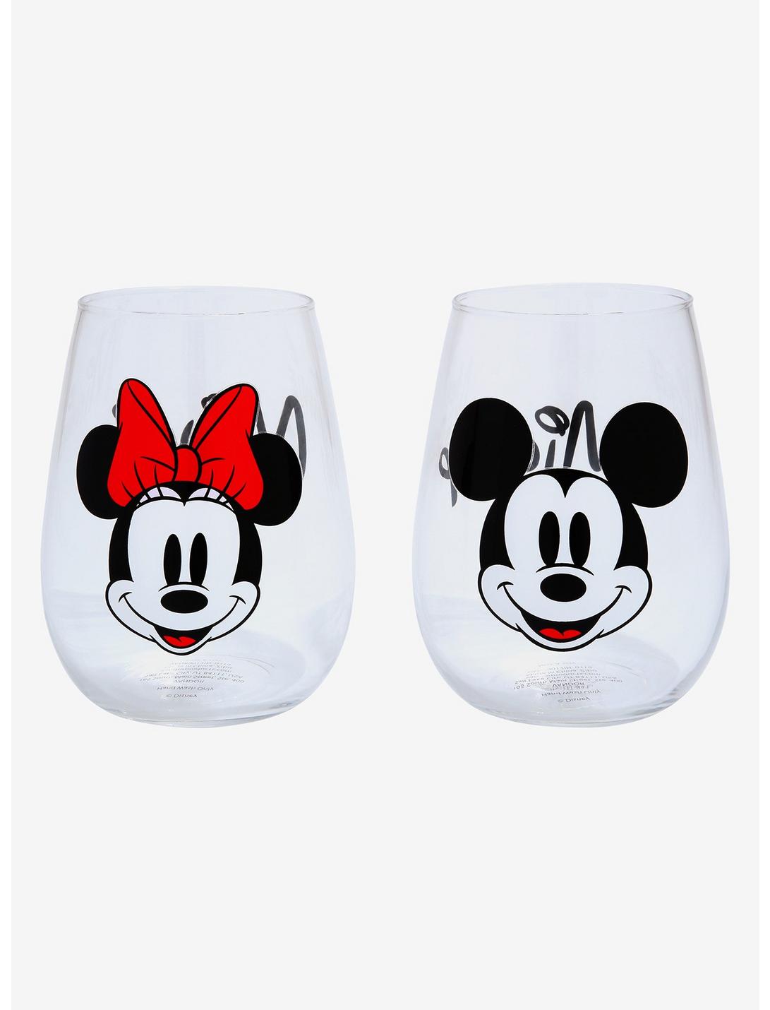 Disney Mickey and Minnie Mouse Wine Glass Set, , hi-res