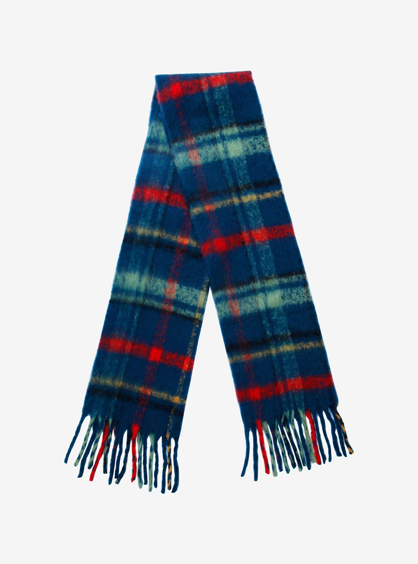 Brushed Blue Plaid Scarf, , hi-res