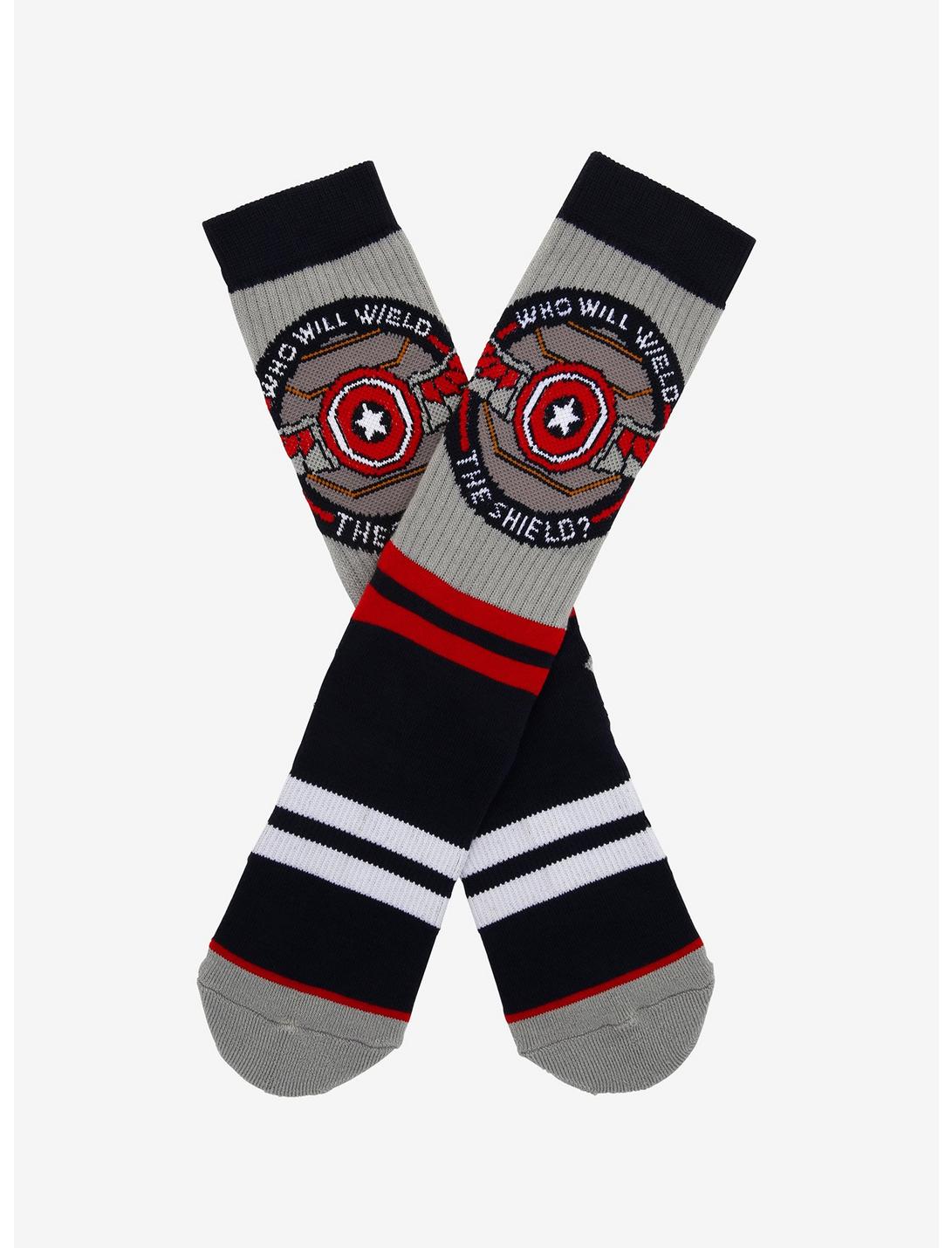 Marvel The Falcon And The Winter Solider Shield Color-Block Crew Socks, , hi-res