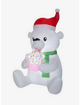 Polar Bear Cupcake Holiday Animated Inflatable Décor, , hi-res