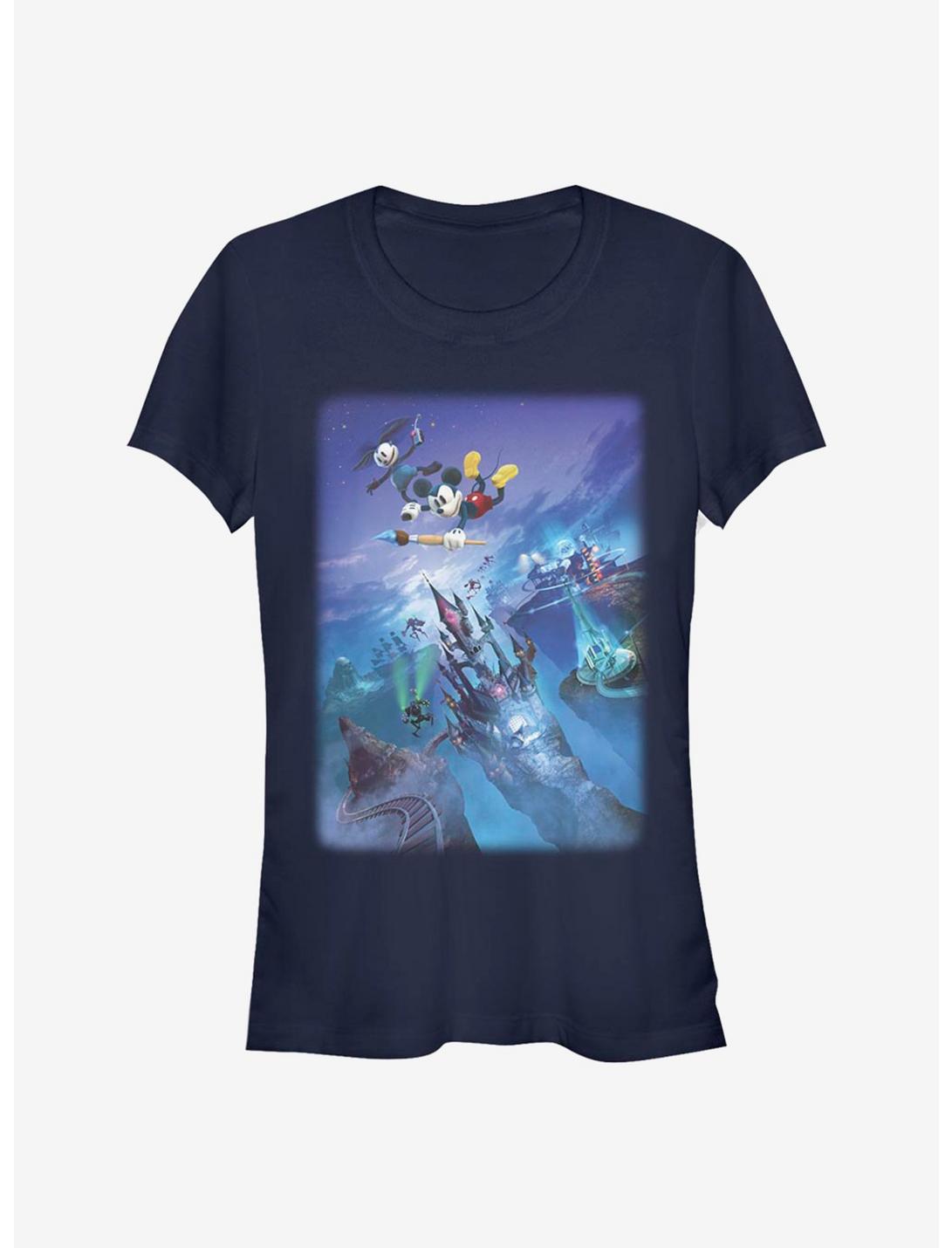 Disney Epic Mickey Flying By Poster Girls T-Shirt, NAVY, hi-res