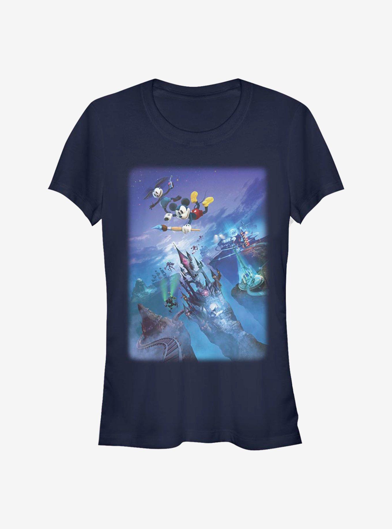 Disney Epic Mickey Flying By Poster Girls T-Shirt, NAVY, hi-res