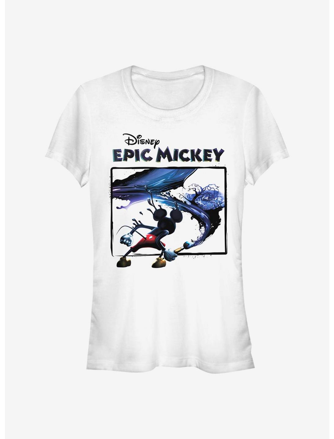 Disney Epic Mickey Paintbrush Splatter Girls T-Shirt, WHITE, hi-res