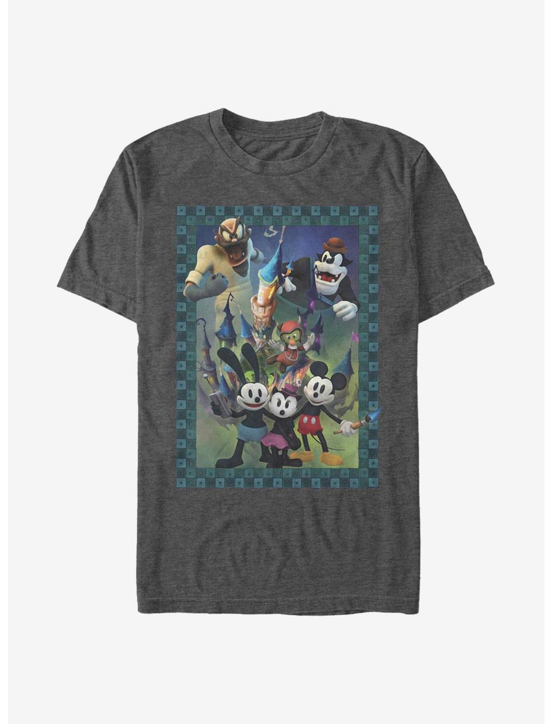 Disney Epic Mickey Characters Group Poster Style T-Shirt, CHAR HTR, hi-res