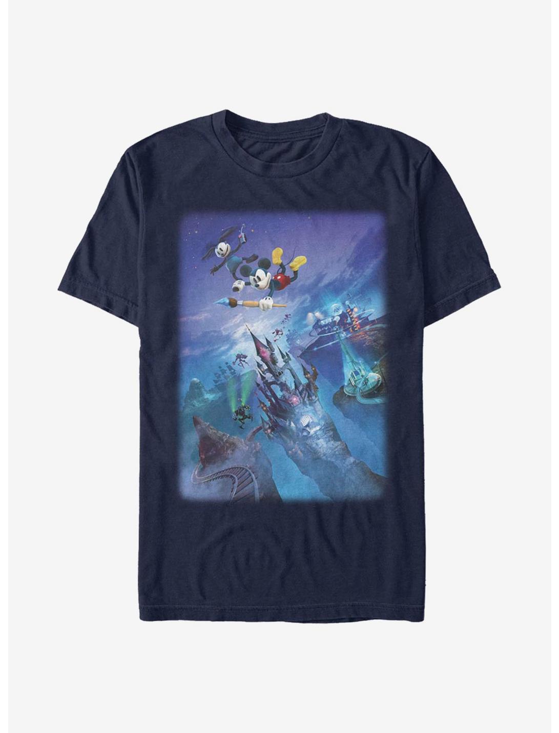 Disney Epic Mickey Flying By Poster T-Shirt, NAVY, hi-res