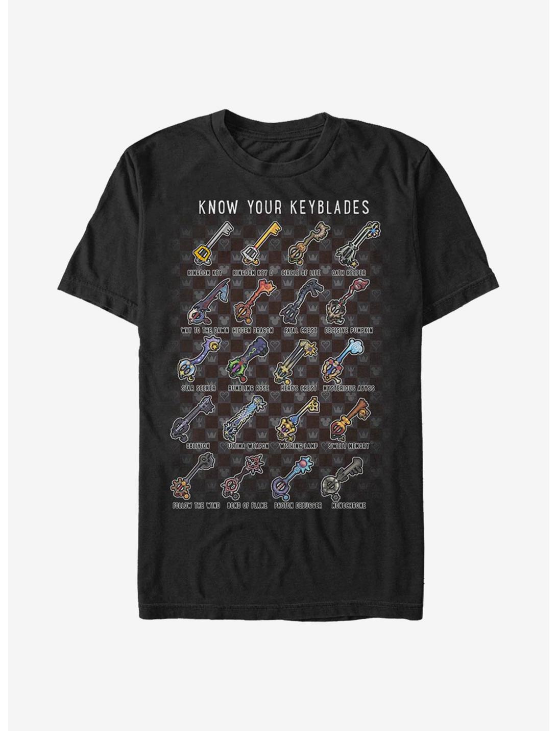 Disney Kingdom Hearts Keyblades Chart T-Shirt, BLACK, hi-res