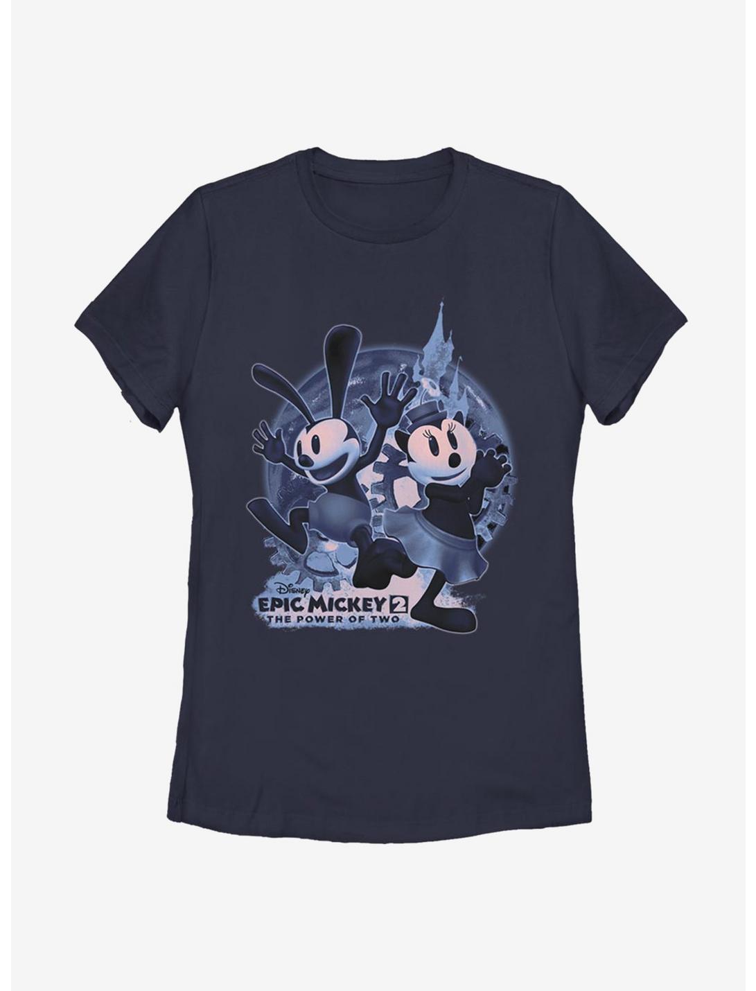 Disney Epic Mickey Oswald And Ortensia Moon Womens T-Shirt, NAVY, hi-res