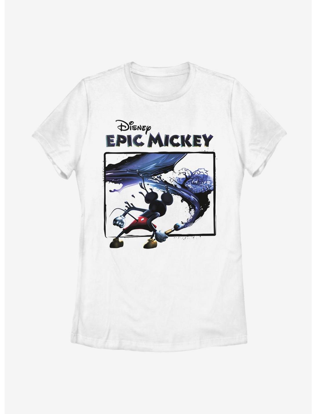 Disney Epic Mickey Paintbrush Splatter Womens T-Shirt, WHITE, hi-res