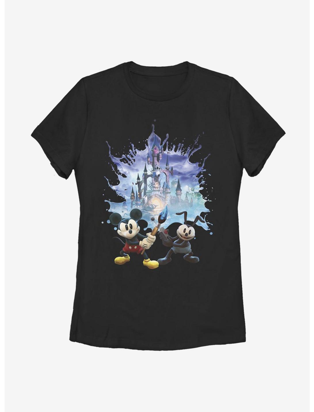 Disney Epic Mickey Splash Poster Womens T-Shirt, BLACK, hi-res