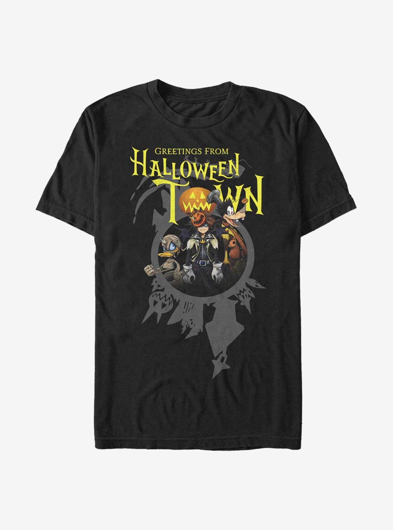 海外限定 Disney Kingdom Halloween Town ゲーム Tシャツ Disney Kingdom Hearts Greetings Halloween Town T-Shirt