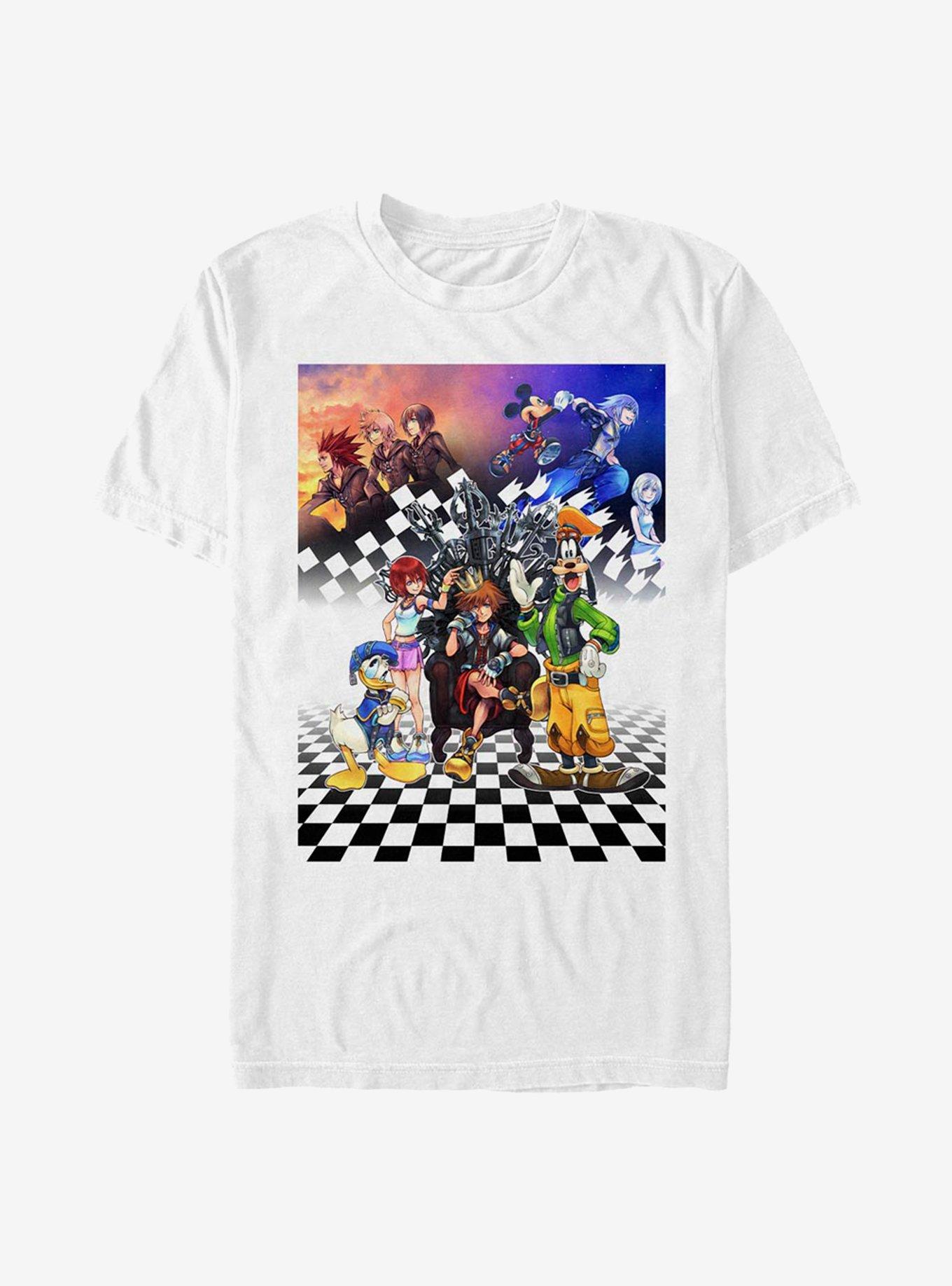Disney Kingdom Hearts Group Checkers T-Shirt, WHITE, hi-res