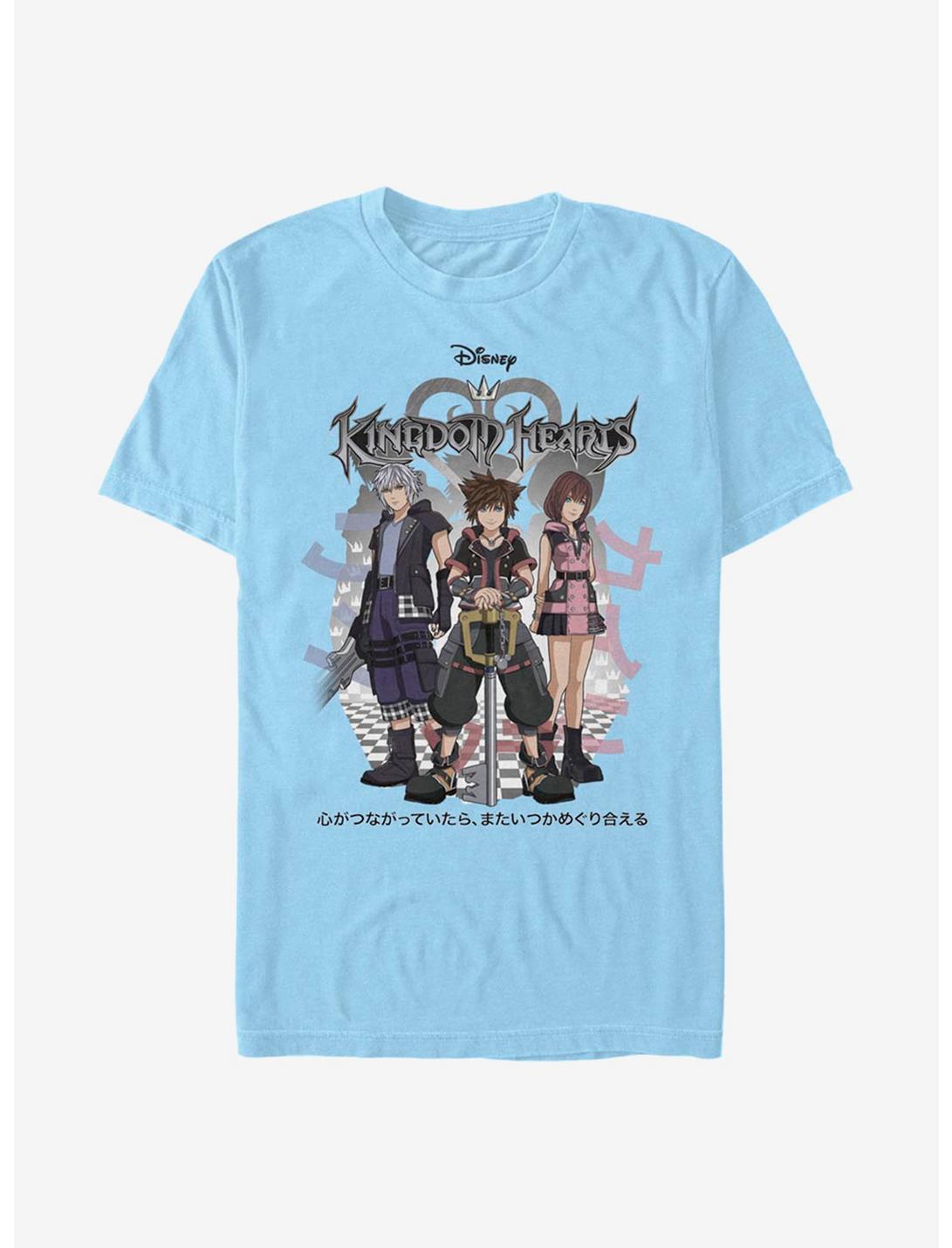 Disney Kingdom Hearts Group Japanese Text T-Shirt, LT BLUE, hi-res