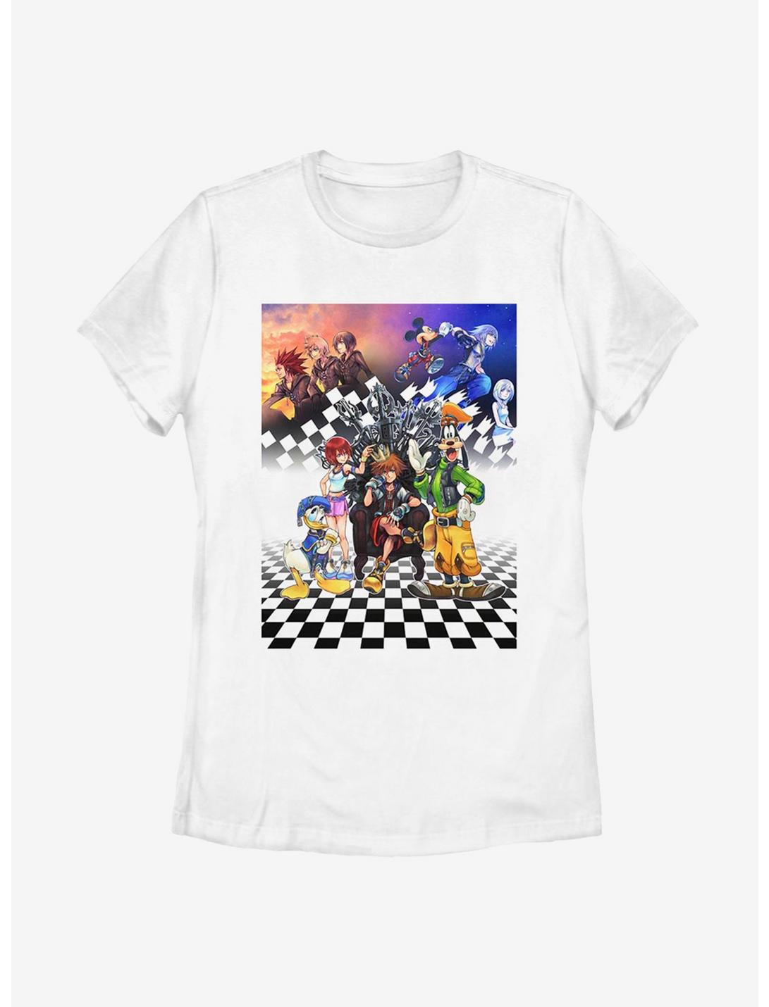 Disney Kingdom Hearts Group Checkers Womens T-Shirt, WHITE, hi-res