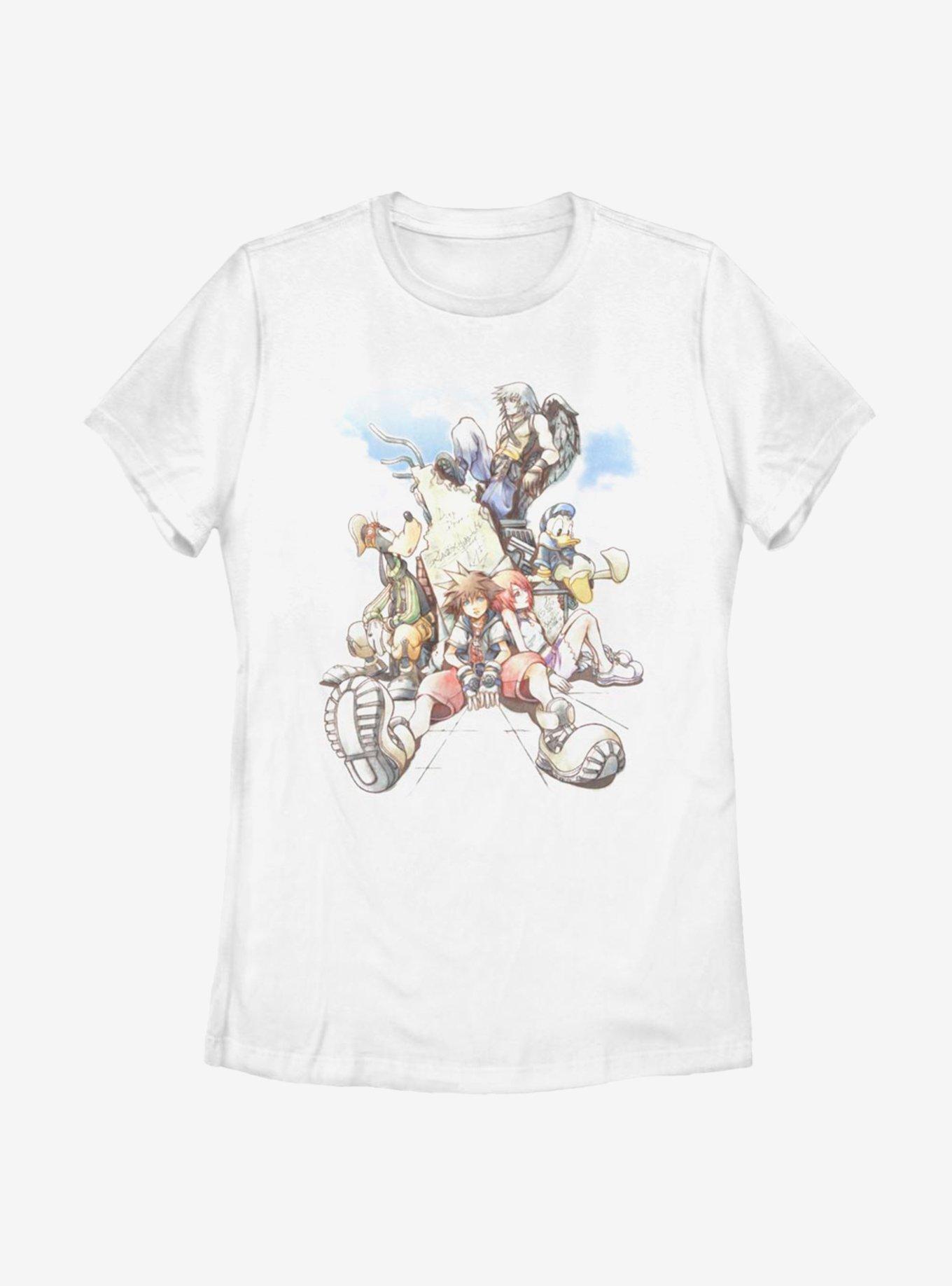 Disney Kingdom Hearts Group In The Clouds Womens T-Shirt