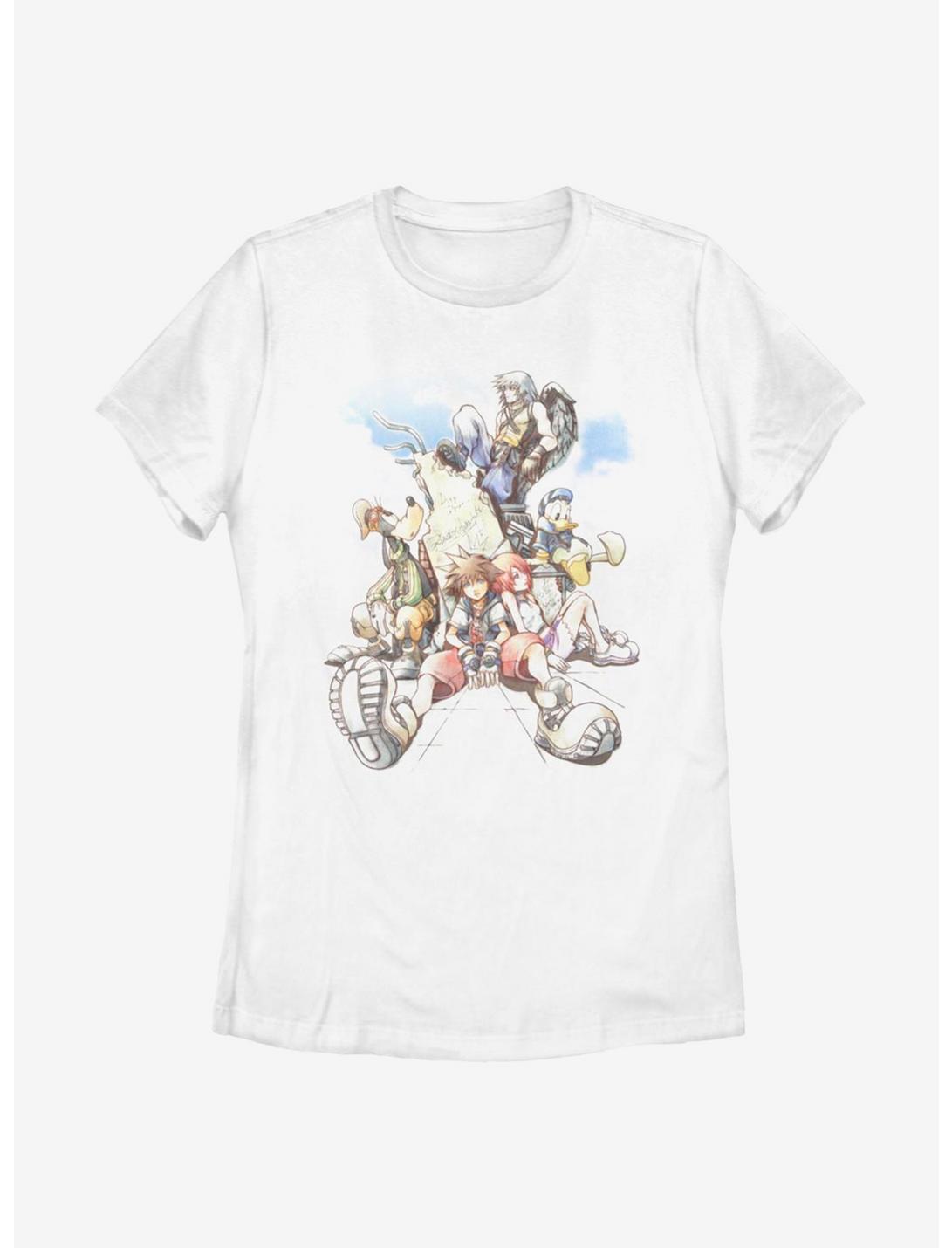 Disney Kingdom Hearts Group In The Clouds Womens T-Shirt, WHITE, hi-res