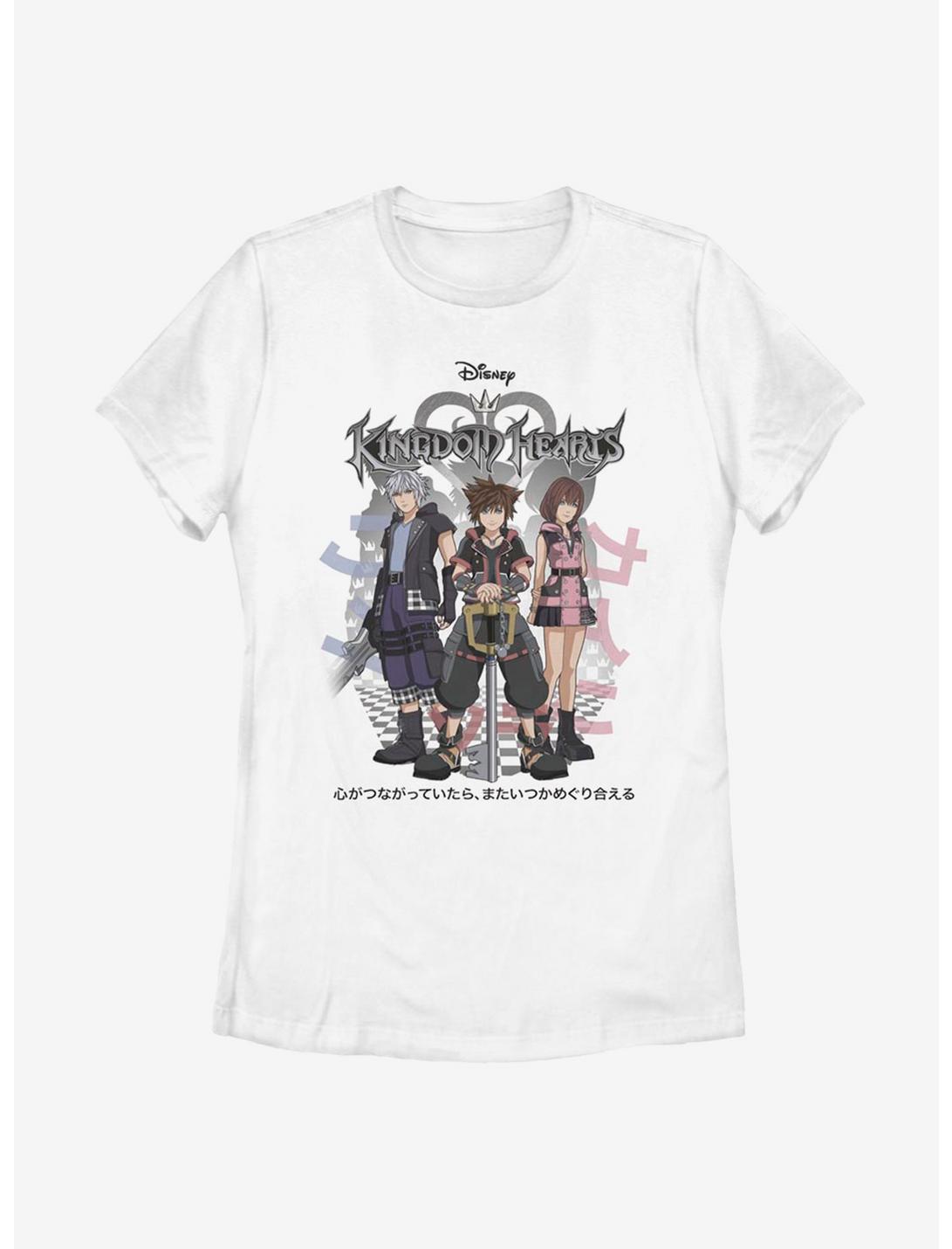 Disney Kingdom Hearts Group Japanese Text Womens T-Shirt, WHITE, hi-res