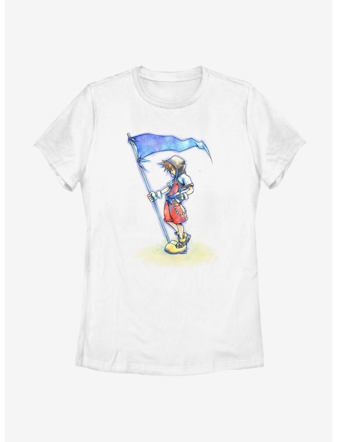 Disney Kingdom Hearts Sora With Flag Womens T-Shirt, WHITE, hi-res