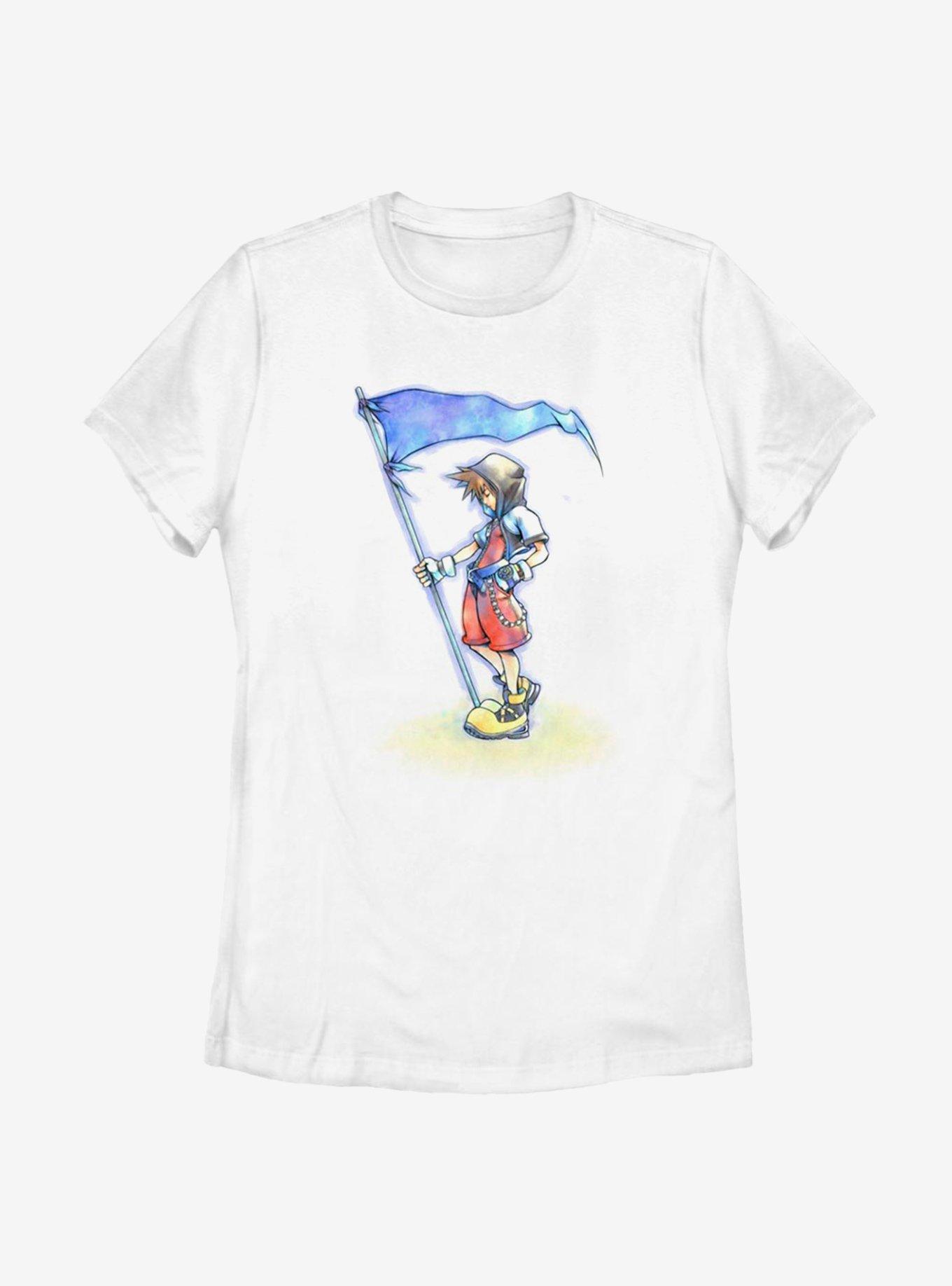 Disney Kingdom Hearts Sora With Flag Womens T-Shirt, WHITE, hi-res