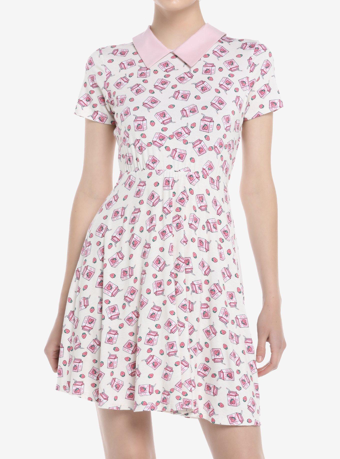 Strawberry Milk Carton Collar Dress, MULTI, hi-res