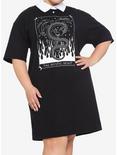 Dragon Tarot Collar Oversized T-Shirt Dress Plus Size, BLACK, hi-res