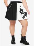Dragon Black & White Split Pleated Chain Skirt Plus Size, MULTI, hi-res