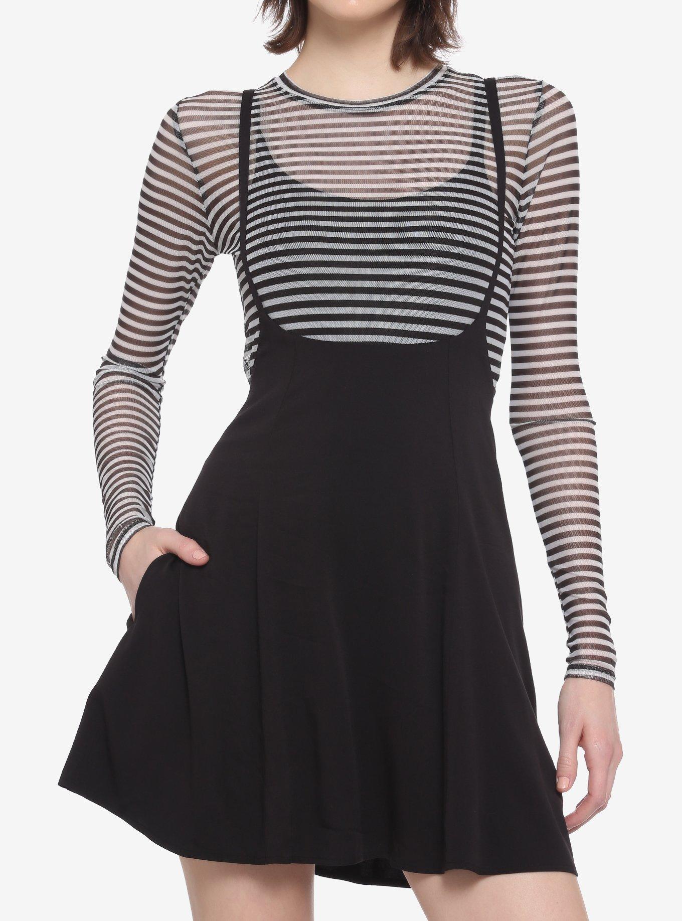 Black High Waisted Suspender Skirt Hot Topic