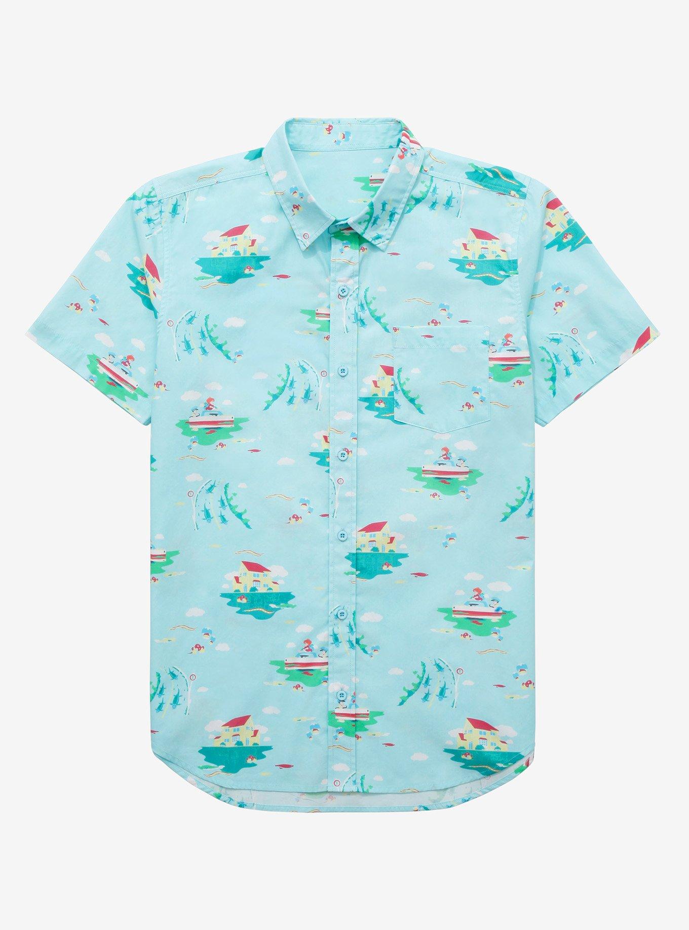 Studio Ghibli Ponyo Ocean Scenery Woven Button-Up, MULTI, hi-res