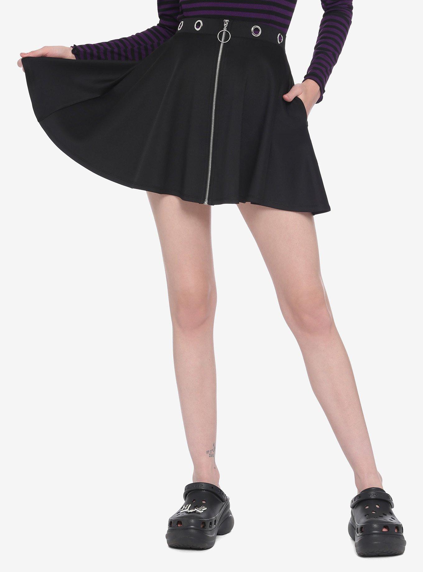 Black Grommet O-Ring Skater Skirt | Hot Topic