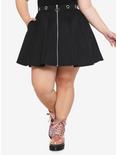 Black Grommet O-Ring Skater Skirt Plus Size, BLACK, hi-res