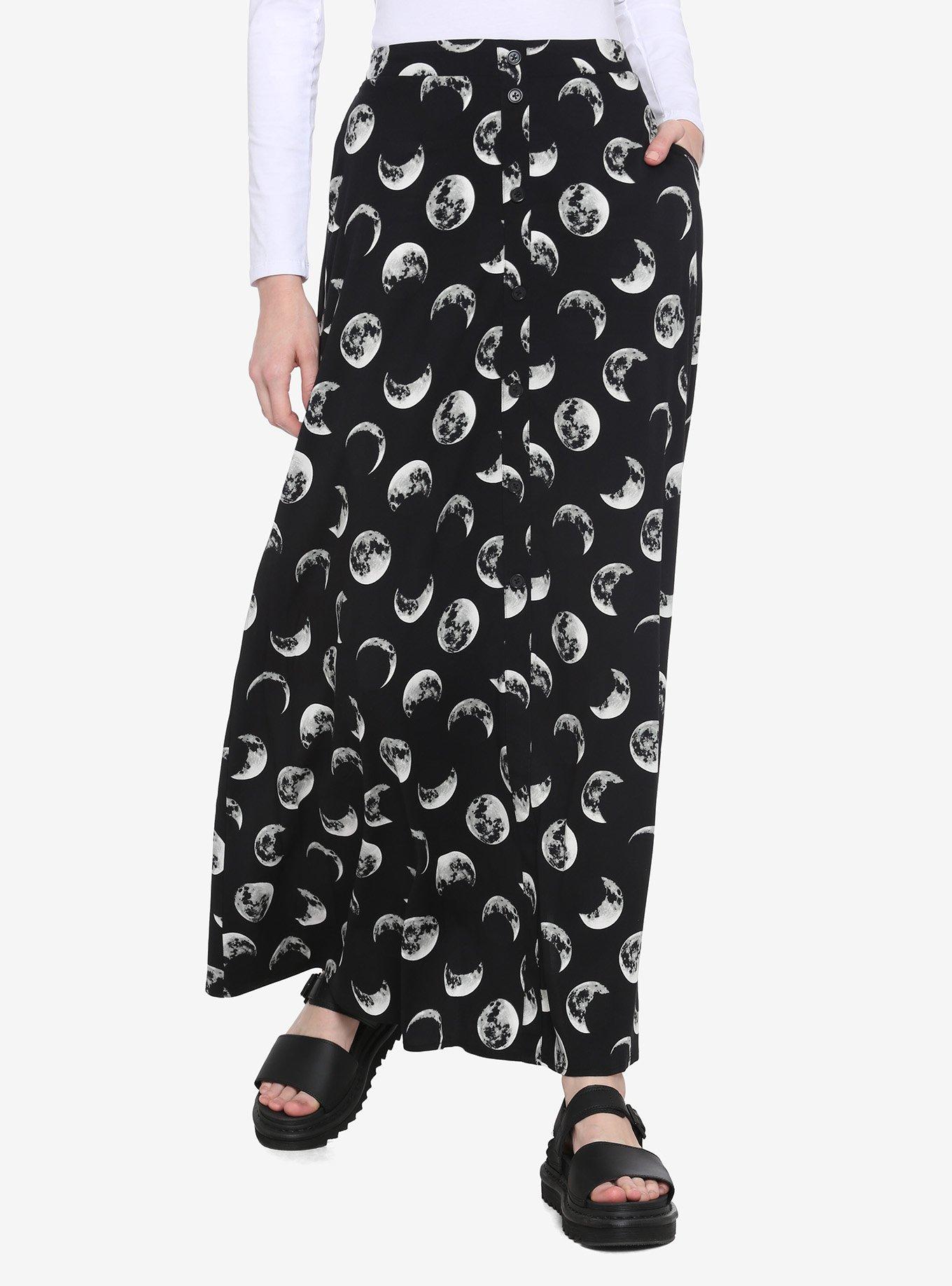 Moon Phases Maxi Skirt, BLACK, hi-res