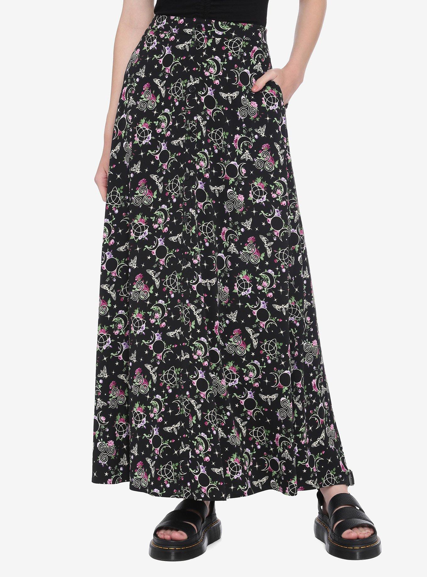 Witchy Floral Maxi Skirt, MULTI, hi-res