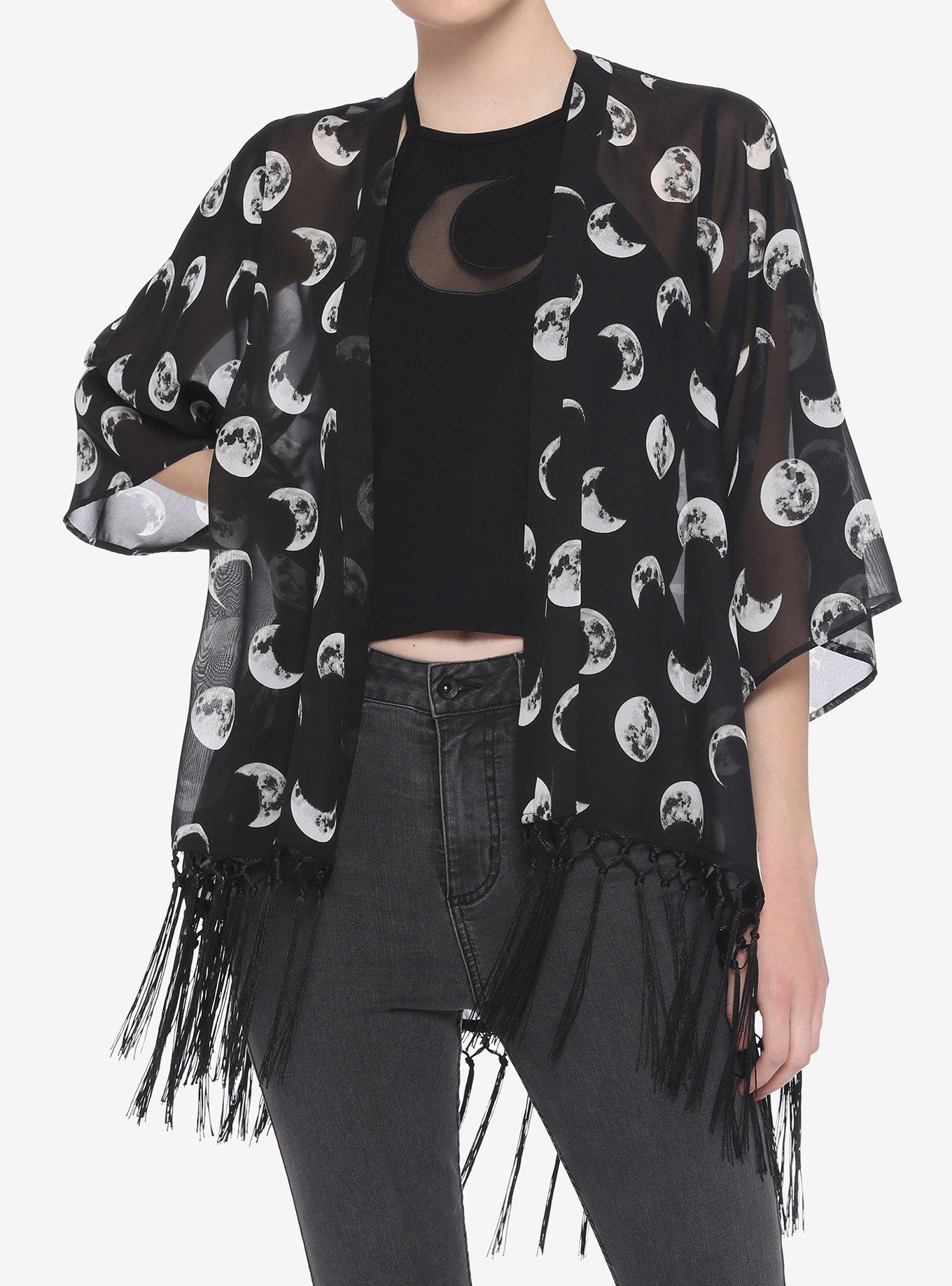 Moon Phase Chiffon Fringe Short Duster, MULTI, hi-res