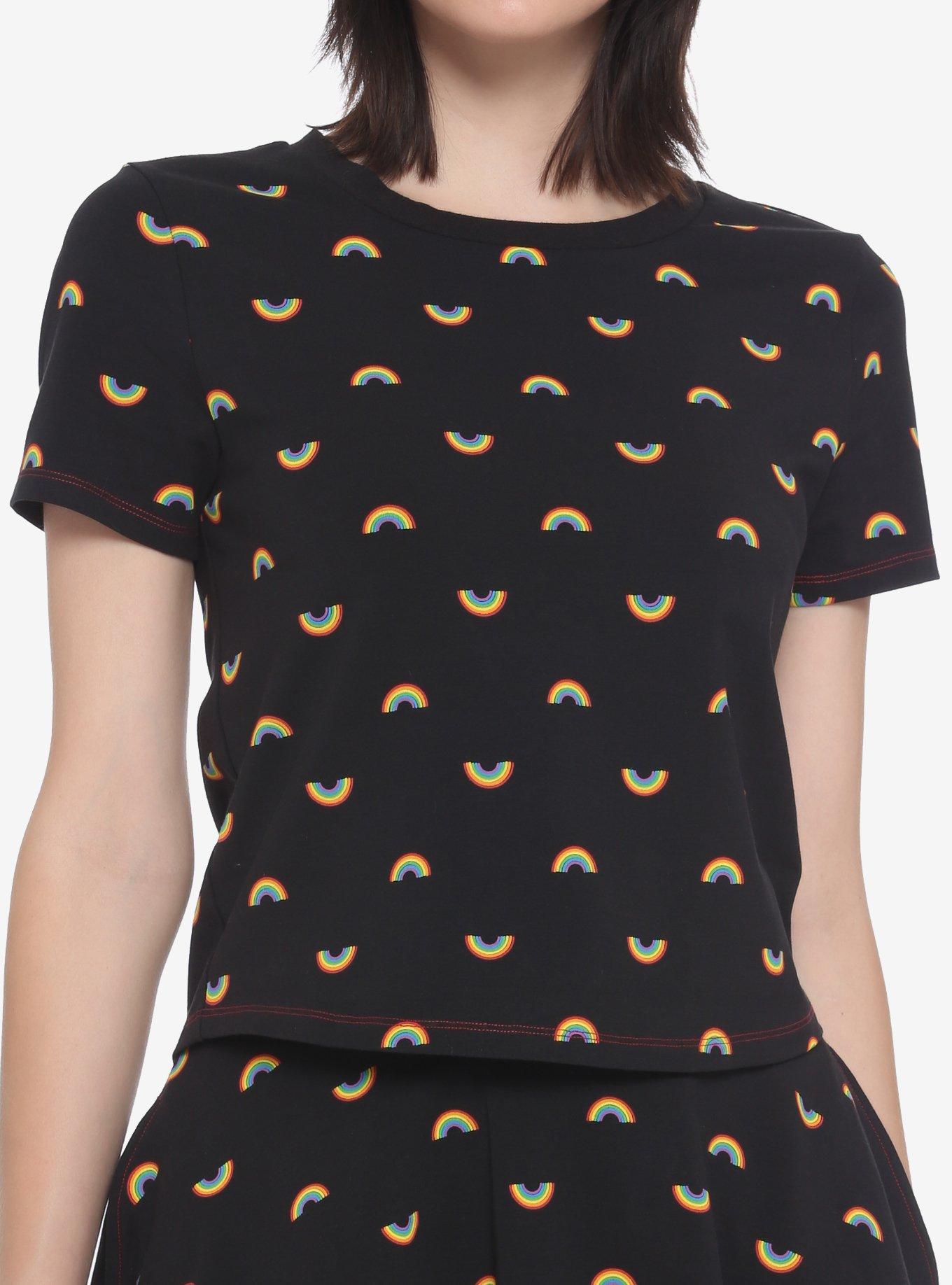 Rainbow Toss Babydoll T-Shirt, BLACK, hi-res