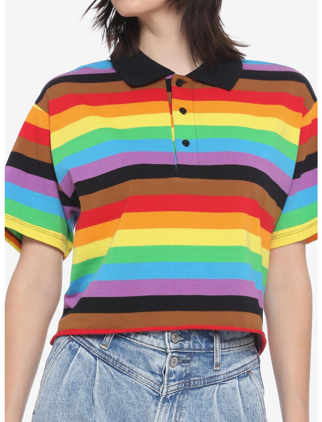 Rainbow Stripe Polo Shirt, STRIPES, hi-res