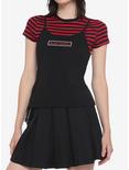 Dead Inside Black & Red Stripe Girls Strappy Tank Top With T-Shirt, STRIPES - RED, hi-res