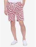 Warped Red & White Checkered Jogger Shorts, Check 1 2 White Black, hi-res
