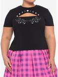 Snake Moon Phase Cutout Girls Crop T-Shirt Plus Size, BLACK, hi-res