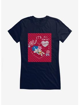 Sonic The Hedgehog Sonic And Amy It's All About Love Girls T-Shirt , NAVY, hi-res