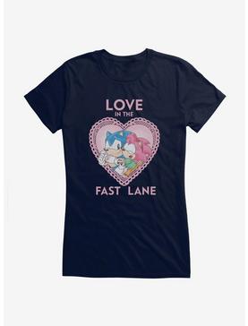 Sonic The Hedgehog Love In The Fast Lane Girls T-Shirt, NAVY, hi-res