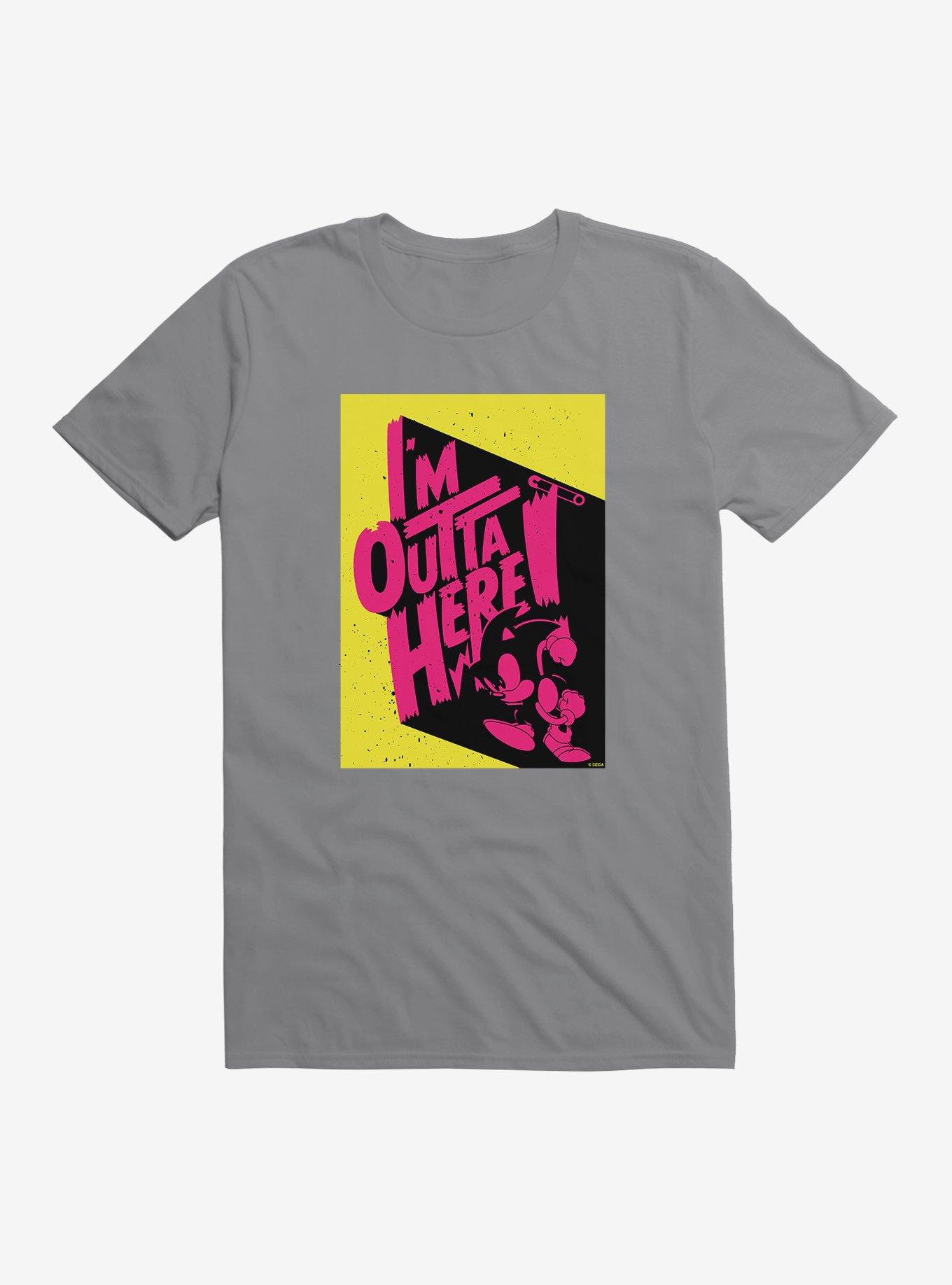 Sonic The Hedgehog I'm Outta Here Poster T-Shirt, STORM GREY, hi-res