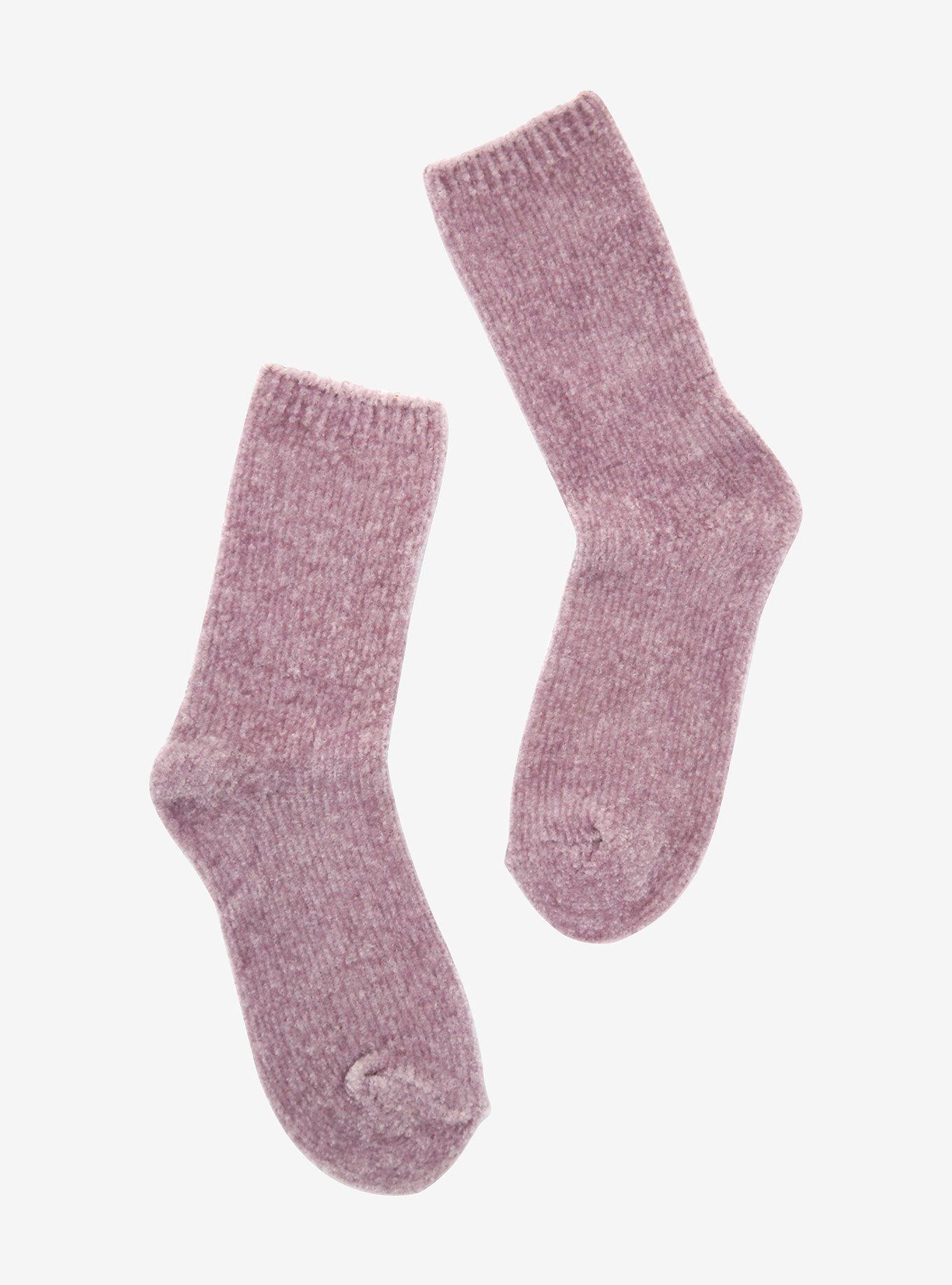 Purple Chenille Crew Socks | Hot Topic