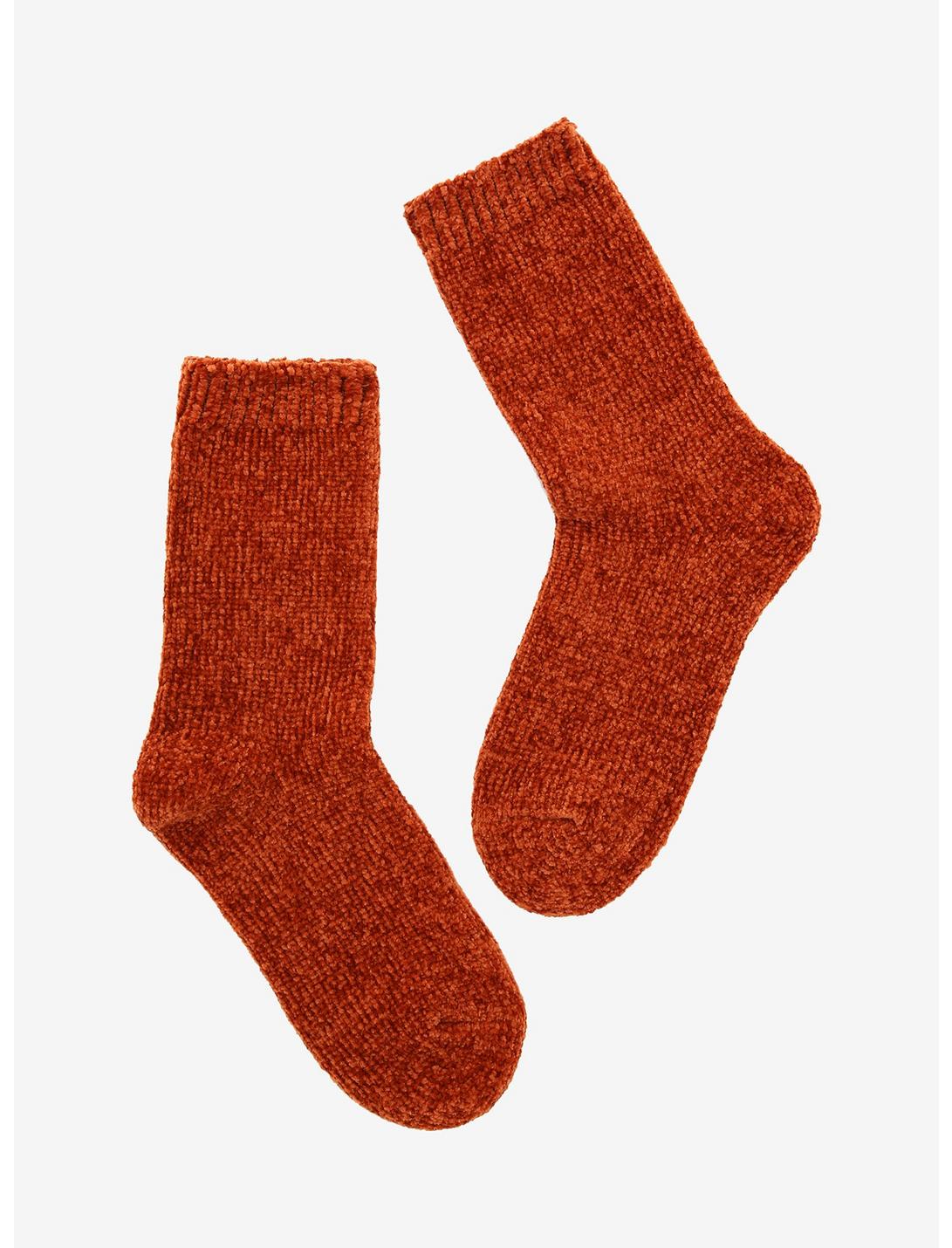Burnt Orange Chenille Crew Socks, , hi-res