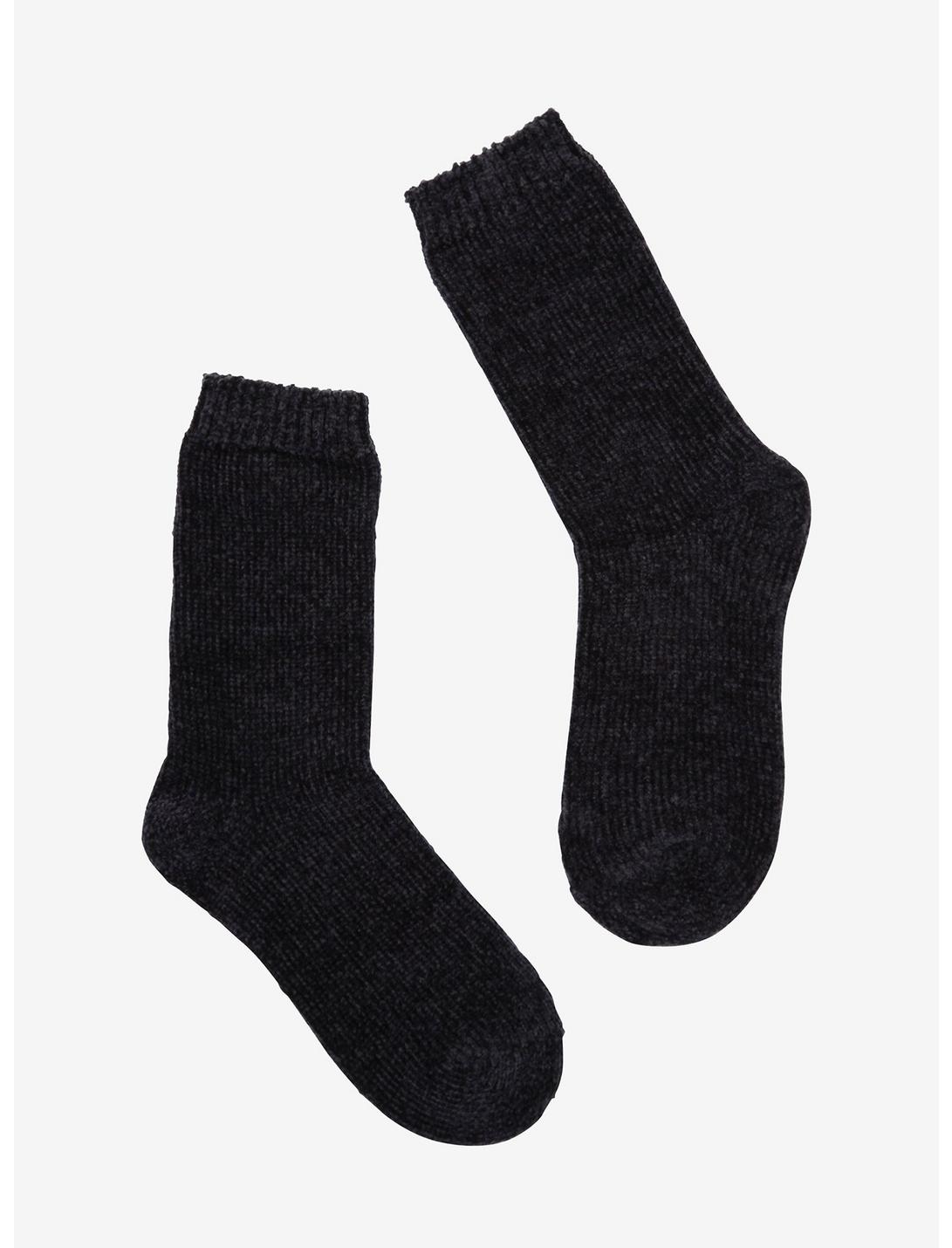 Grey Chenille Crew Socks, , hi-res